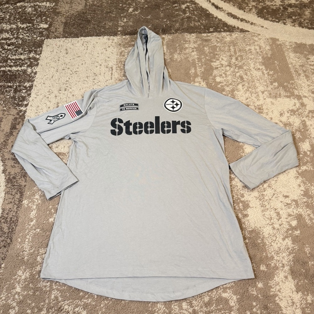 Nike Pittsburgh Steelers Salute to Service Lightweight Hoodie Mens Large Gray